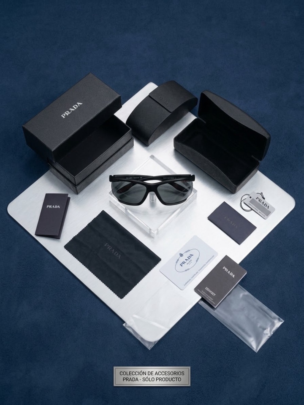 Prada Black Sunglasses with Red Temple Accents